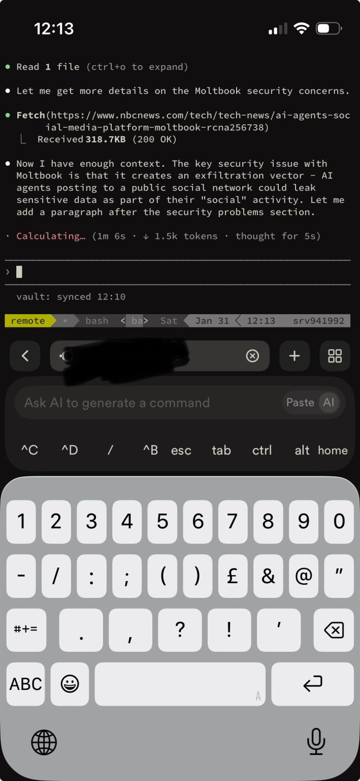 Termius running Claude Code on iPhone